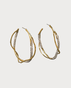 ALEXIS BITTAR Intertwined Two Tone Pave Hoop Earring | 耳环(多色)