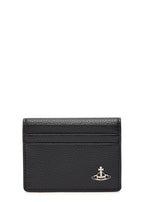 VIVIENNE WESTWOOD Men's Orb Faux Grained Leather Card Holder | 西太后 男仕卡套銀包 (黑色)