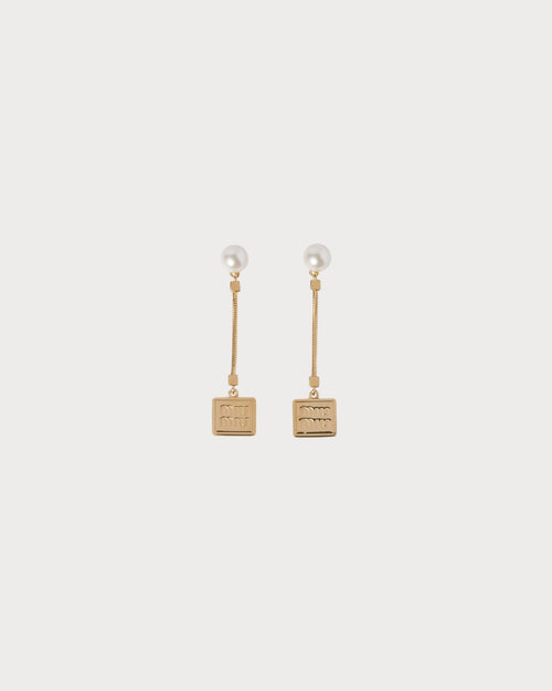 MIU MIU Metal Earrings with Artificial Pearls | 缪缪耳环(金色)