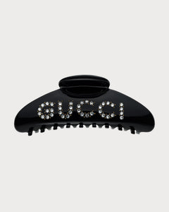 GUCCI 'GUCCI' Hair Clip with Crystals | 古馳 髮夾 (Black)