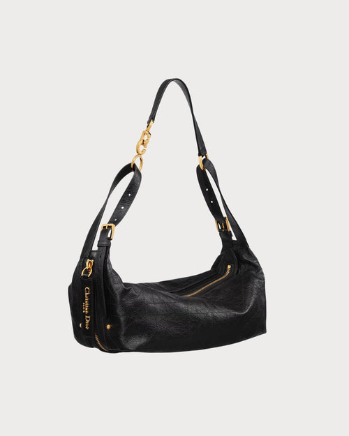 CHRISTIAN DIOR Medium D-Journey Crinkled Calfskin Bag | Dior Handbag (Black)