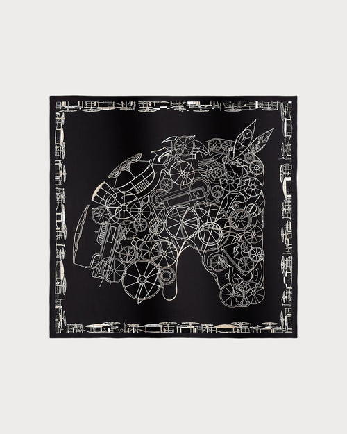 HERMES Complication Equestre Embroidered Scarf 90 | 爱马仕 颈巾 (黑色)