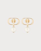 CHRISTIAN DIOR Petit CD Earrings Gold-Finish Metal and White Resin Pearls | 迪奥耳环(金色)