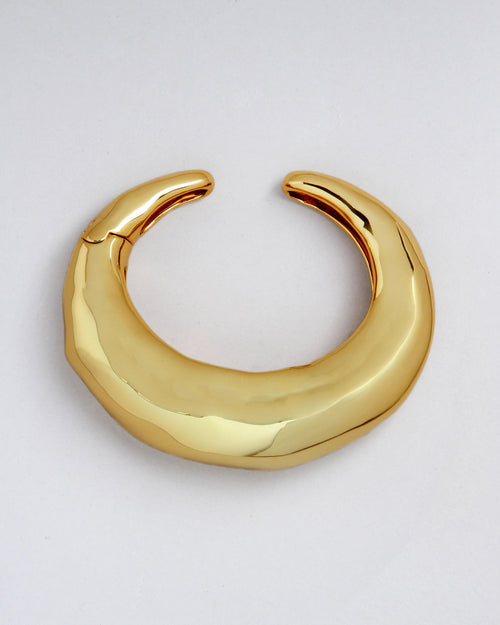 ALEXIS BITTAR Large Molten Hinged Cuff Gold | Bracelet (Large Size/Gold)