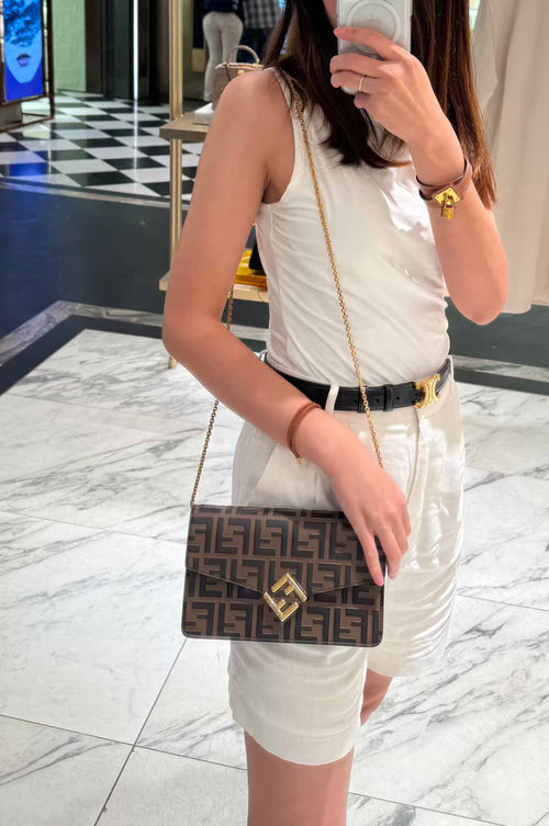 FENDI FF Diamonds Wallet On Chain | 芬迪 銀包連鏈帶 (啡色)