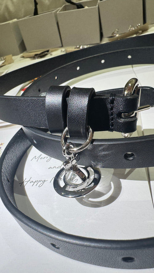 VIVIENNE WESTWOOD Mini Alex Charm Belt | 西太后 吊飾皮帶 (黑色)