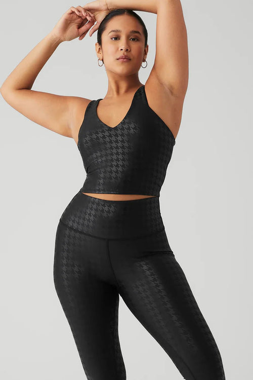 ALO YOGA Airlift Glimmer Houndstooth Real Bra Tank | 千鳥格背心 (黑色) - LondonKelly 英國名牌代購
