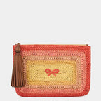 ANYA HINDMARCH Raffia Tassel Bow Clutch | 安雅·希德瑪芝 草編流蘇蝴蝶結手拿包(橙色/多色) - LondonKelly 英國名牌代購