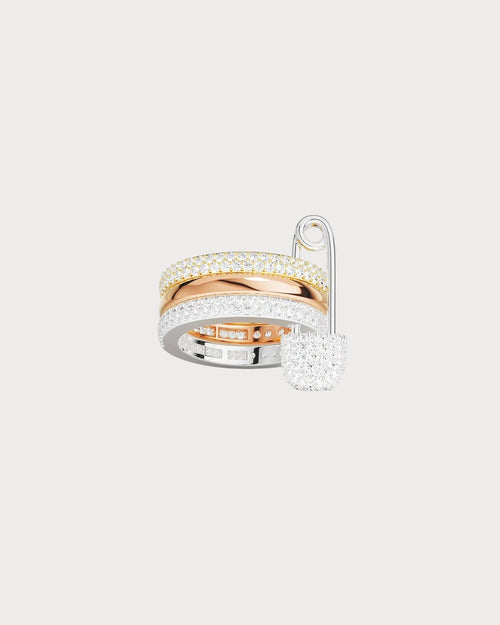 APM MONACO A22271XTRH Love, Smile, Bonheur Triple Hoop Safety Pin Ring | 三環安全別針戒指 (銀色金色及玫瑰金) - LondonKelly 英國名牌代購
