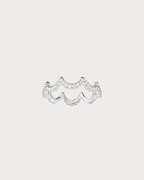 APM MONACO A23175OX Wavy Silver Pave Ring | 波浪鑲石銀戒指 (銀色) - LondonKelly 英國名牌代購