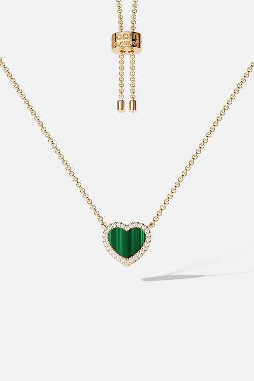 APM MONACO YC6931XMAL Mini Malachite Heart Adjustable Necklace | 迷你孔雀石心形可調式頸鏈 (金色) - LondonKelly 英國名牌代購