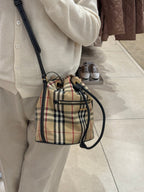 BURBERRY Small Drawstring Pouch in Archive Beige Check(Beige) - LONDONKELLY 英國名牌代購