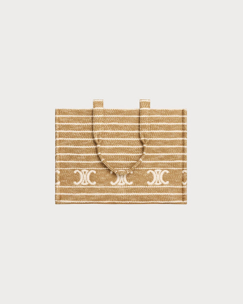 CELINE Large Cabas Thais In Striped Textile | 賽琳 手提袋 (大碼/啡白色) - LondonKelly 英國名牌代購
