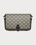 CELINE Men's Small Folco Messenger in Grained Calfskin (Ecru) | 赛琳 男仕FOLCO TRIOMPHE标志印花及牛皮革邮差袋 (米色) - LONDONKELLY 英国名牌代购