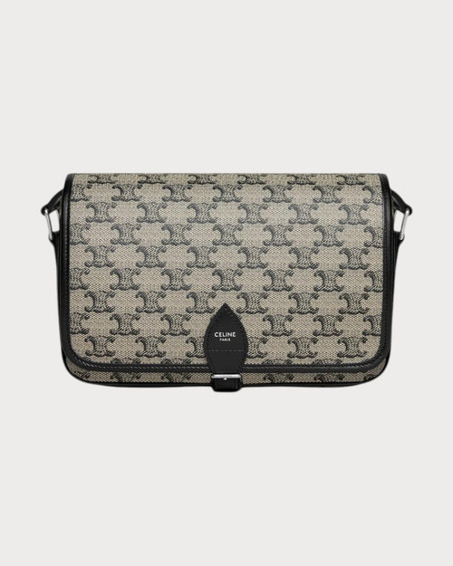 CELINE Men's Small Folco Messenger in Grained Calfskin (Ecru) | 赛琳 男仕FOLCO TRIOMPHE标志印花及牛皮革邮差袋 (米色) - LONDONKELLY 英国名牌代购