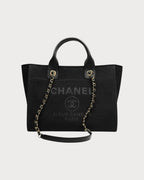 Chanel Shopping Bag Mixed Fibers Calfskin & Gold Black | 香奈儿 手袋 (黑色) - LONDONKELLY 英国名牌代购