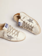 GOLDEN GOOSE Women's Super - Star with shearling lining and silver glitter star | 黃金鵝 女款 Super - Star 內裡羊毛款,搭配銀色亮片星星(白色) - LondonKelly 英國名牌代購