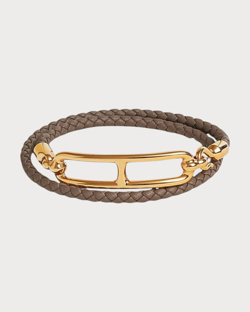 HERMES Roulis Double Tour Bracelet | 愛馬仕 手帶 (Etoupe/金色)
