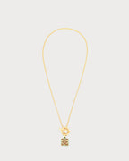 LOEWE Anagram Pendant in Sterling Silver and Enamel | 羅意威 頸鏈 (金色/綠色) - LondonKelly 英國名牌代購
