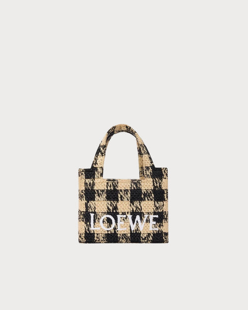 LOEWE Mini Loewe Font Tote in Raffia | 羅意威 迷你草編袋 (黑啡色) - LondonKelly 英國名牌代購