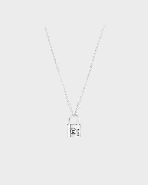 LOUIS VUITTON Q03273 Silver Lockit Pendant, Sterling Silver Black Laquered | 路易威登 頸鏈 (銀色)