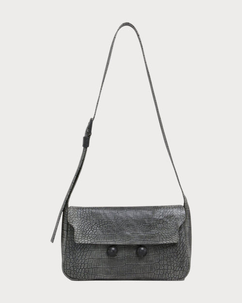 MARNI Black Crocodile Print Leather Trunkaroo Handbag(Medium/Black) - LONDONKELLY 英国名牌代购