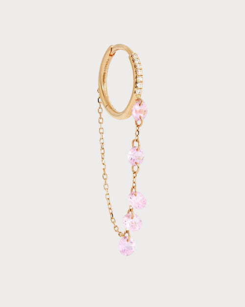 PERSEE Yellow Gold, Diamond and Sapphire Danae Single Earring | 黄金钻石蓝宝石达娜伊单耳环 (粉色) - LondonKelly 英国名牌代购