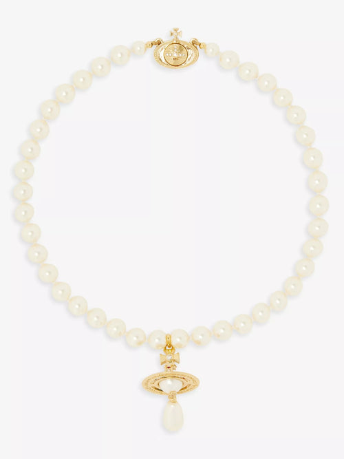 VIVIENNE WESTWOOD Orb Gold - Tone Brass and Faux - Pearl Choker Necklace | 西太后 珍珠頸鏈 (金色) - LondonKelly 英國名牌代購