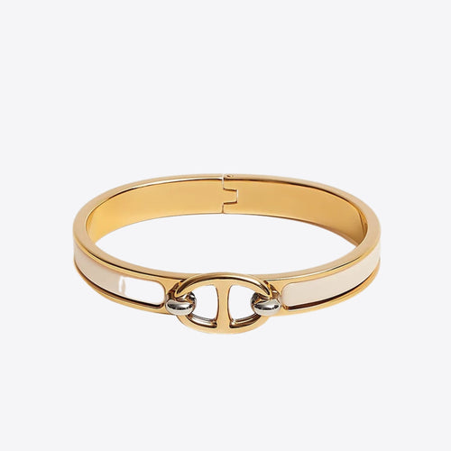 HERMES Mini Clic Chaine d'Ancre Bracelet | 愛馬仕 金色手鐲 (迷你/White)