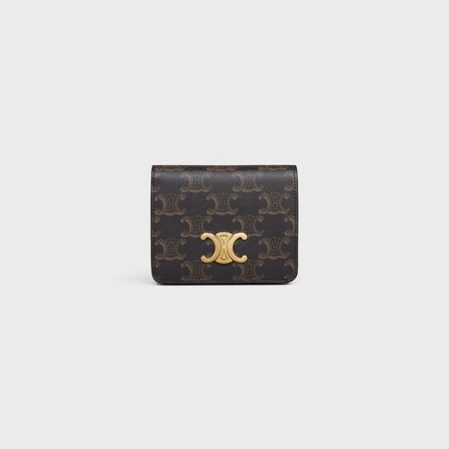 CELINE Triomphe Compact Wallet | 賽琳 銀包 (啡色老花)