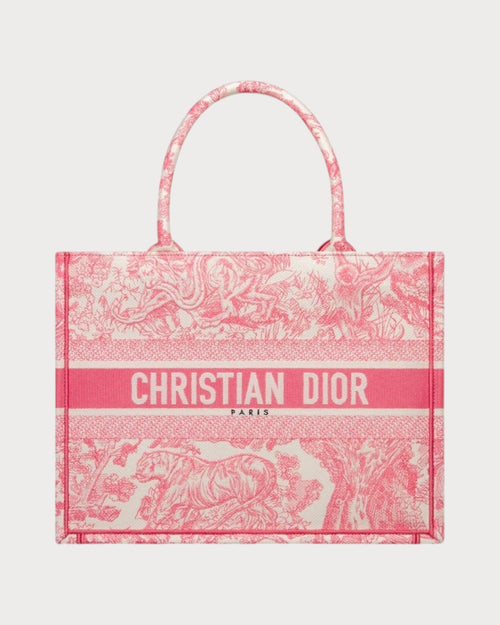 CHRISTIAN DIOR Medium Dior Book Tote Toile de Jouy Mykonos Embroidery | 迪奧 手提袋 (中碼/Candy Pink)