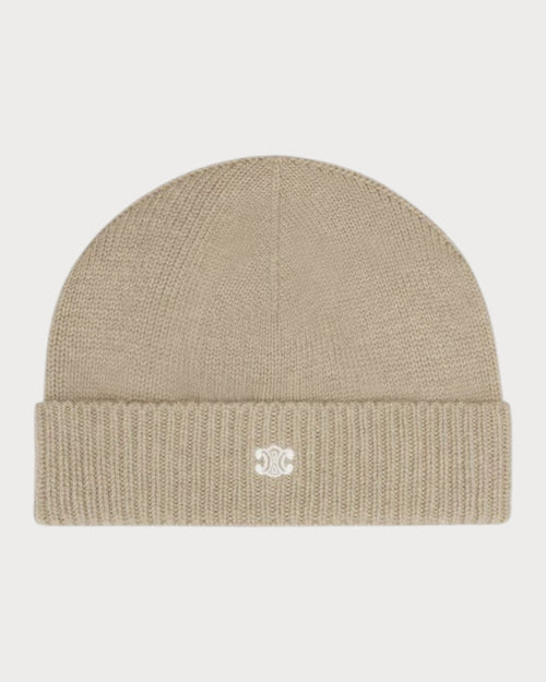 CELINE Triomphe Beanie 羊毛和羊绒帽 (沙色)