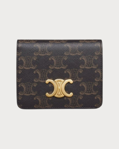 CELINE Triomphe Compact Wallet | 賽琳 銀包 (啡色老花)
