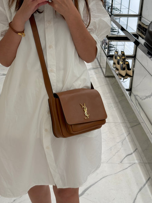 YSL SAINT LAURENT Leather Niki Shoulder Bag | 聖羅蘭 手袋 (啡色)