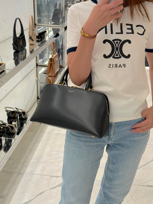 YSL Saint Laurent Sac De Jour Small Duffle Shiny Leather | Saint Laurent Handbag (Black)