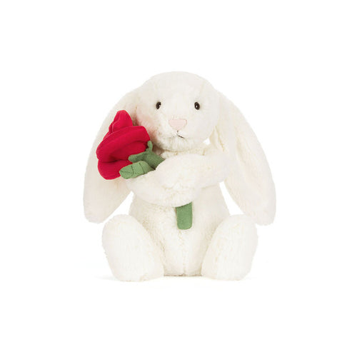 JELLYCAT Cream Bunny with Rose | 奶油色兔子與玫瑰（奶油色）