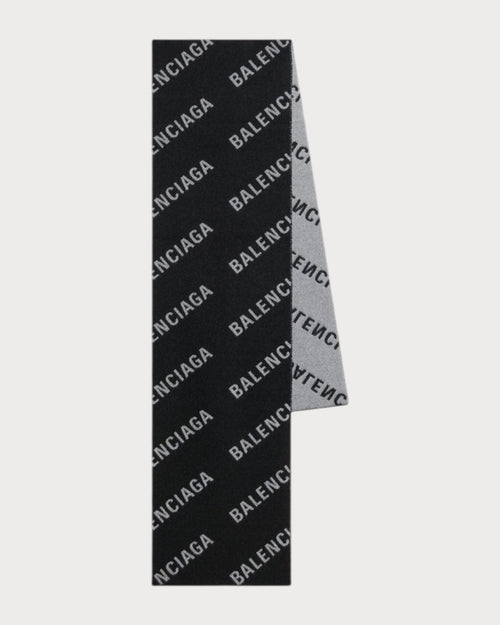 BALENCIAGA Women's Allover Logo Scarf | 巴黎世家 雙面頸巾 (黑白色) - LondonKelly 英國名牌代購
