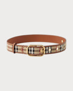 BURBERRY Check and Leather Belt | 博柏利 皮帶 (4CM/啡色) - LONDONKELLY 英國名牌代購