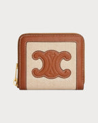 CELINE Compact Zipped Wallet Cuir Triomphe | 賽琳 拉鏈銀包 (啡色) - LondonKelly 英國名牌代購