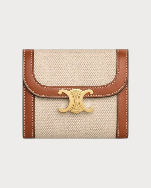CELINE Textile Small Wallet Triomphe | 賽琳 銀包 (米色)