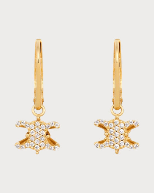 CELINE Triomphe Solitaire Sparkle Earrings Strass & Brass with Gold Finish(Gold) - LONDONKELLY 英国名牌代购