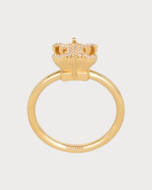 CELINE Triomphe Solitaire Sparkle Ring Strass & Brass with Gold Finish(3 Colors) - LONDONKELLY 英国名牌代购