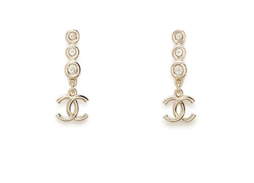 Chanel ABF862 CC Crystal Clip - on Earrings | 香奈兒 金色CC水晶夾式耳環 - LONDONKELLY 英國名牌代購