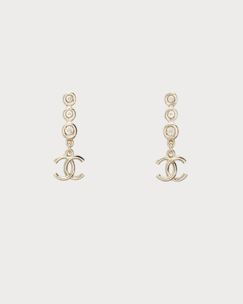 Chanel ABF862 CC Crystal Clip - on Earrings | 香奈兒 金色CC水晶夾式耳環 - LONDONKELLY 英國名牌代購