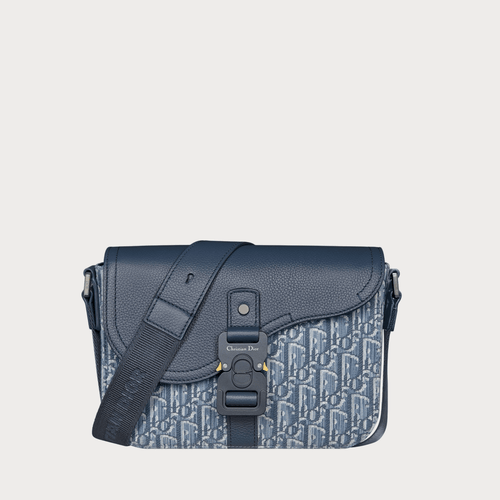 CHRISTIAN DIOR (M) Saddle Messenger Bag with Flap Calfskin(Small/Blue) - LONDONKELLY 英國名牌代購