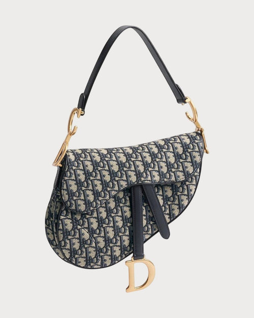 CHRISTIAN DIOR Saddle Bag with Strap Oblique Jacquard(Blue) - LONDONKELLY 英國名牌代購