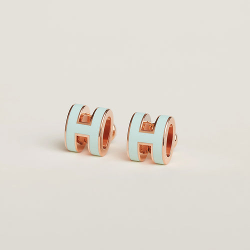 HERMES Rose Gold Mini Pop H Earrings | Hermes rose gold earrings (mini/multi-color)