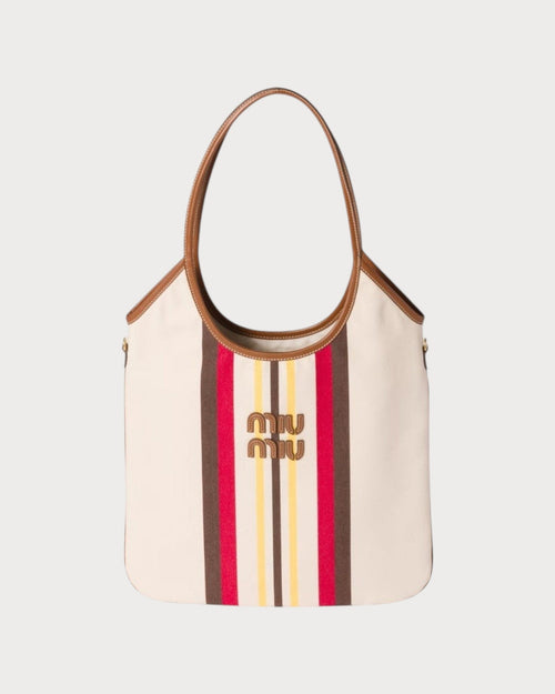 MIU MIU Ivy Canvas and Leather Bag | 缪缪 腋下袋 (啡白色) - LONDONKELLY 英国名牌代购