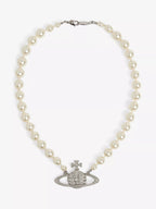 VIVIENNE WESTWOOD Bas Relief Silver - Tone Brass, Pearl and Swarovski Crystal Necklace | 西太后 珍珠頸鏈 (多色) - LondonKelly 英國名牌代購