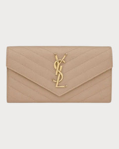 YSL Cassandre Matelasse LARGE Flap Grain Leather Wallet (Many Colours) - LONDONKELLY